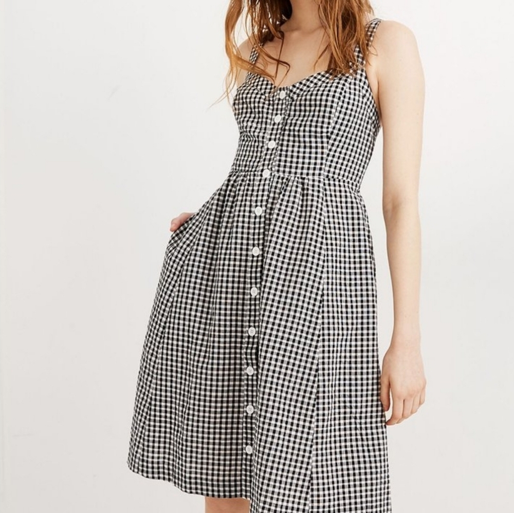 Madewell Checkered Button Down Tank Dress - Size 8 - Picture 3 of 3